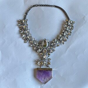 BCP JEWELRY Elegant Silver and Purple Statement Necklace